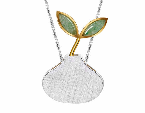 air plant necklace Sterling Silver | Spring in the Air Leaf Pendant