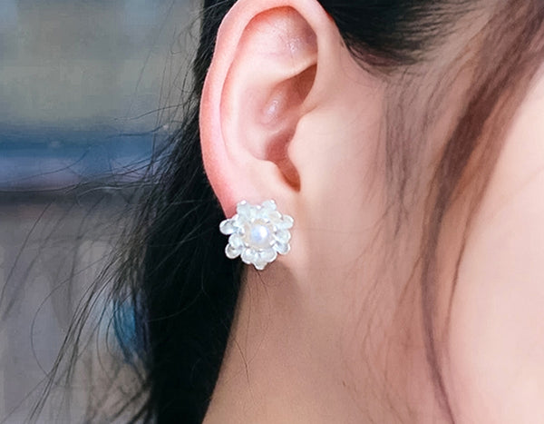 Pearl Lotus Stud Earring
